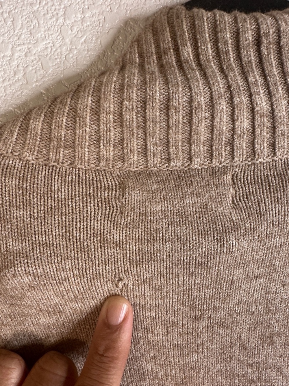 Anthropologie Tan Knit Cowl Neck Button Shoulder Comfy Long Sleeve Sweater Sz M - Picture 5 of 9